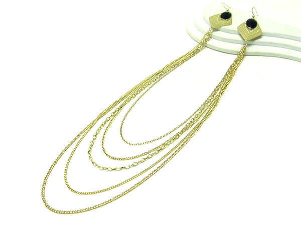 12 inch drop super long earlace - multi chain and glass stone deco