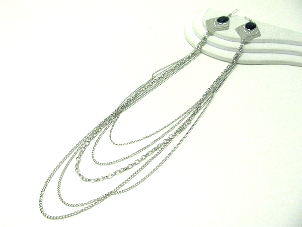 12 inch drop super long earlace - multi chain and glass stone deco