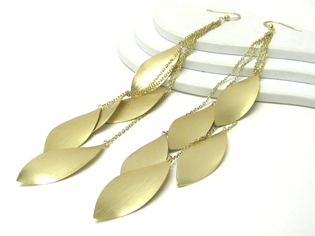 5 inch long multi metal leaves drop earring