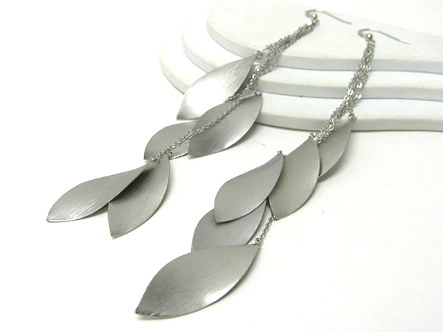 5 inch long multi metal leaves drop earring