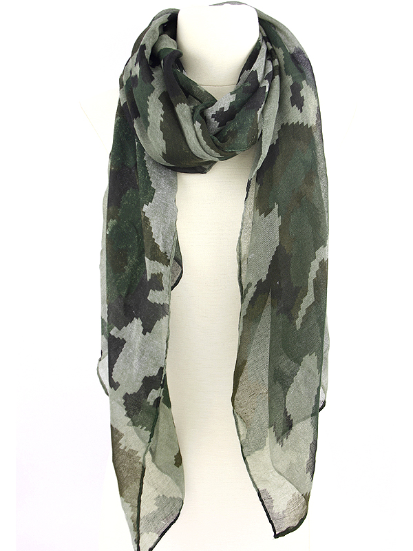 100% polyester hunter or military look pixel design scarf