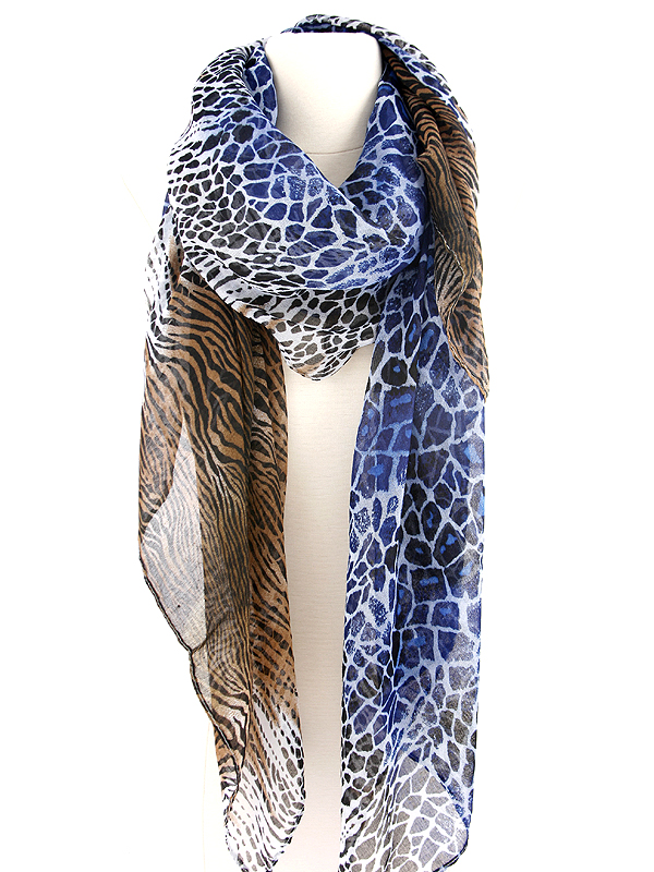 100% polyester multi color animal print scarf