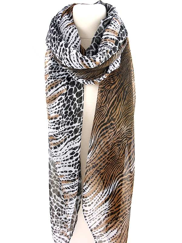 100% polyester multi color animal print scarf