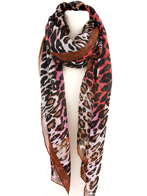 100% polyester multi color animal print scarf