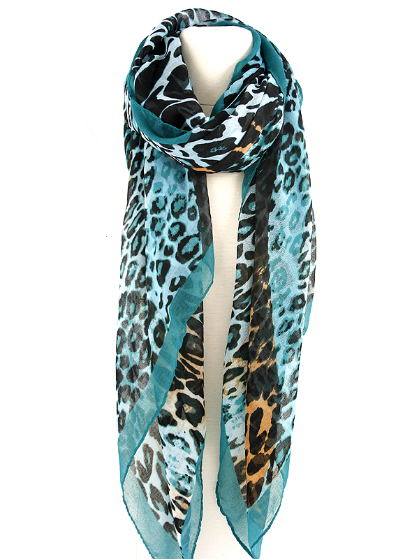 100% polyester multi color animal print scarf