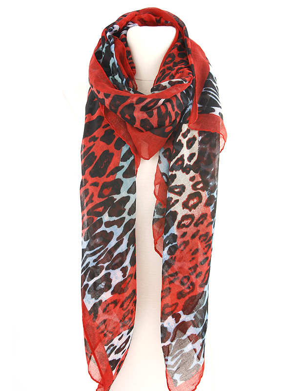 100% polyester multi color animal print scarf