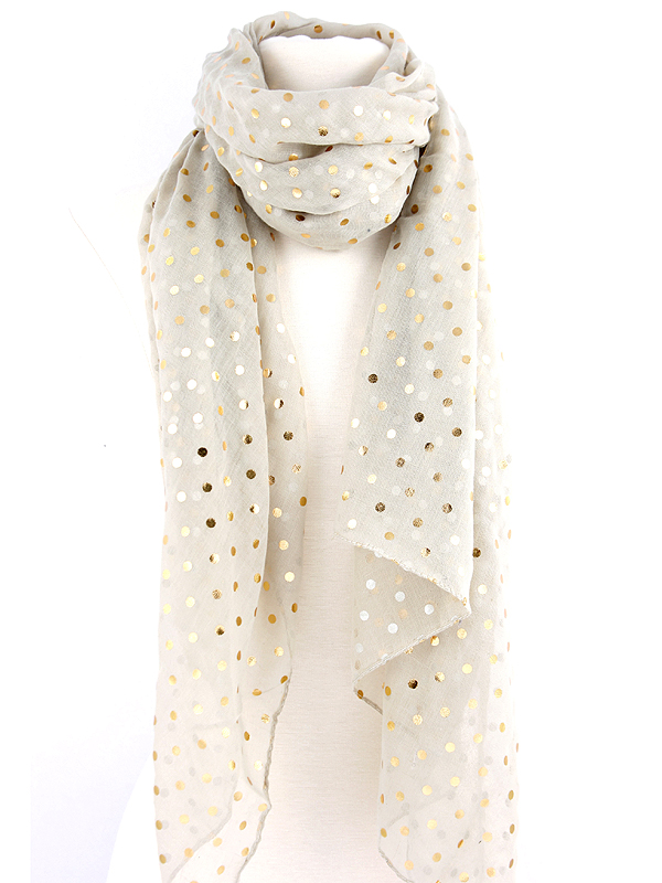 100% polyester gold dot scarf