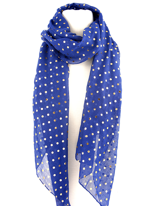 100% polyester gold dot scarf