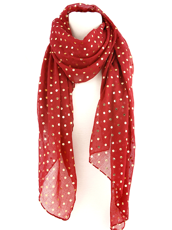 100% polyester gold dot scarf