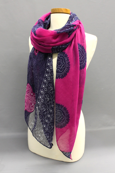 100% polyester dotted flower print scarf