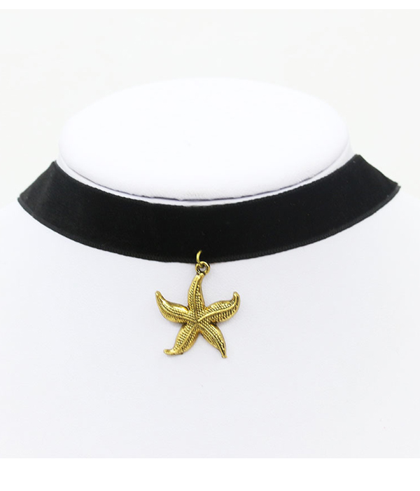 Starfish suede choker necklace