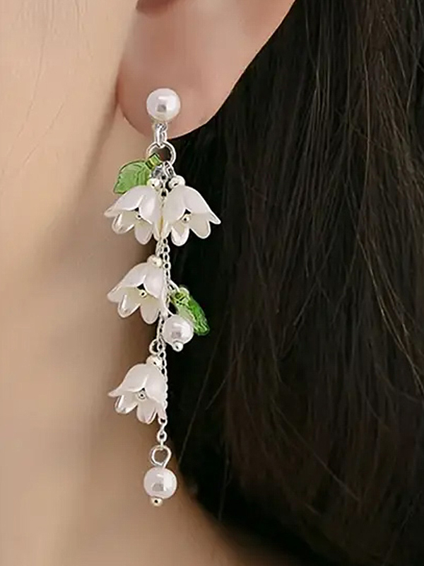 Multi flower dangle drop earring