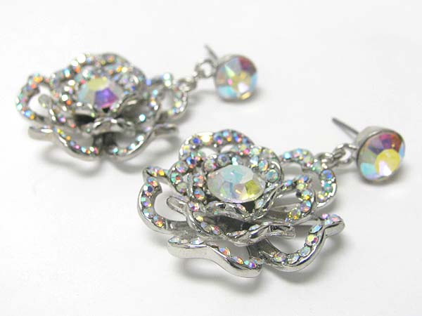 Austrian crystal stud flower drop earring