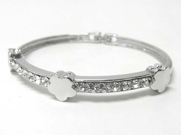 Made in korea whitegold plating crystal stud star accent metal link bracelet 