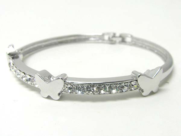 Made in korea whitegold plating crystal stud star accent metal link bracelet 