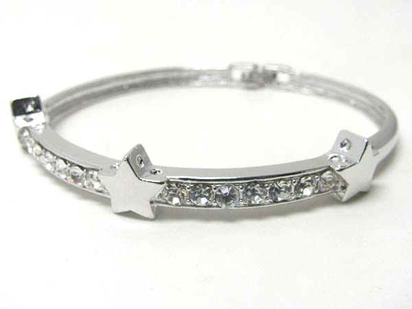 Made in korea whitegold plating crystal stud star accent metal link bracelet 