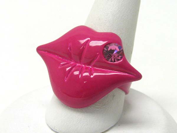 Crystal stud lips adjustable ring