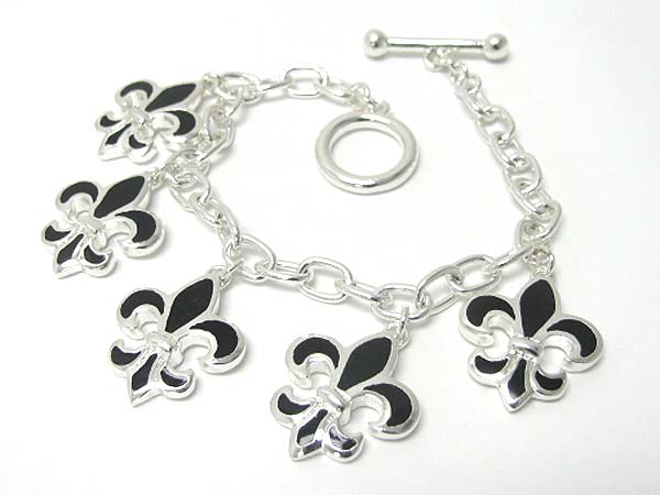 Multi fleur de lis charm dangle toggle bracelet