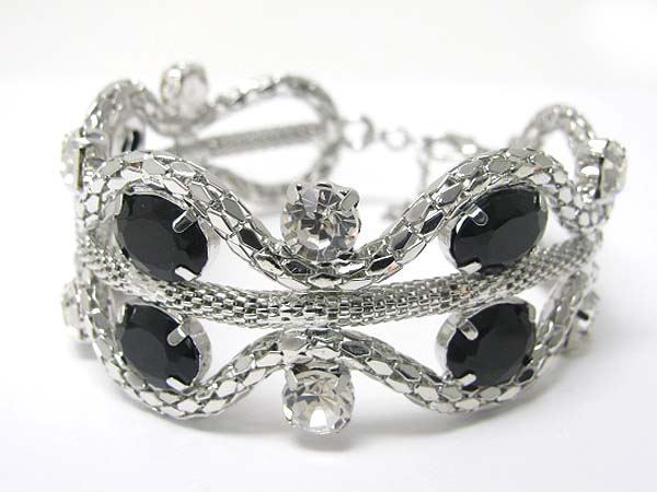 Crystal and metal tube chain deco bracelet