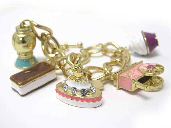 Crystal and epoxy sweet candy 3d theme cahrm toggle bracelet