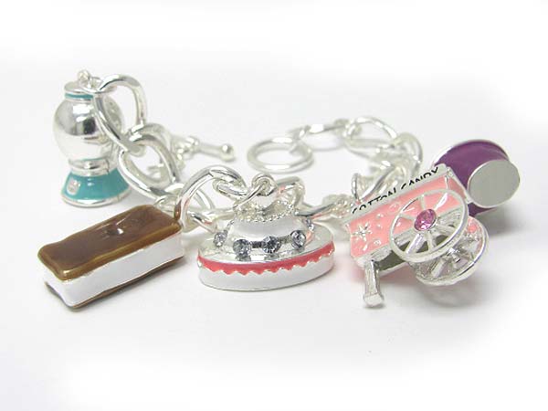 Crystal and epoxy sweet candy 3d theme cahrm toggle bracelet