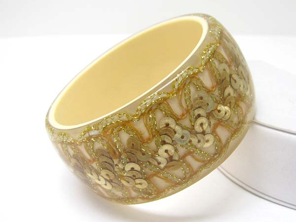 Sequins art deco inside glass acryl bangle