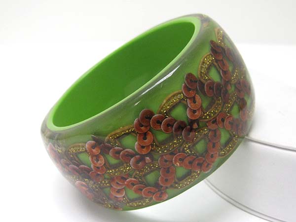 Sequins art deco inside glass acryl bangle