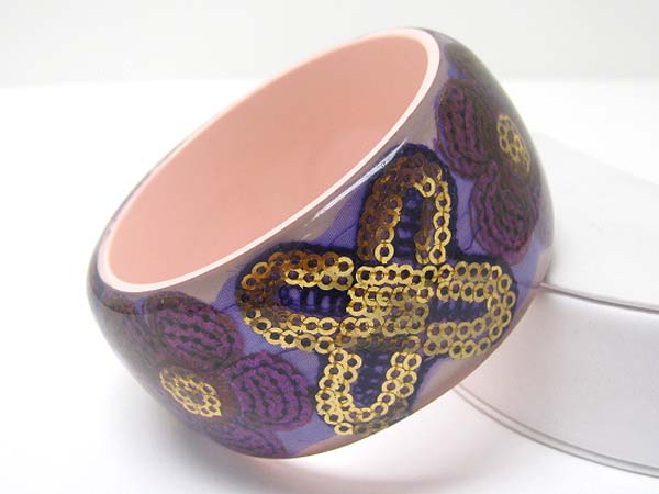 Sequins art deco inside glass acryl bangle