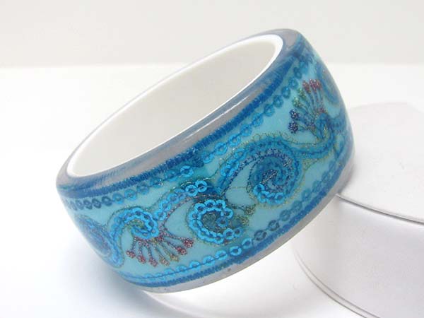 Sequins art deco inside glass acryl bangle