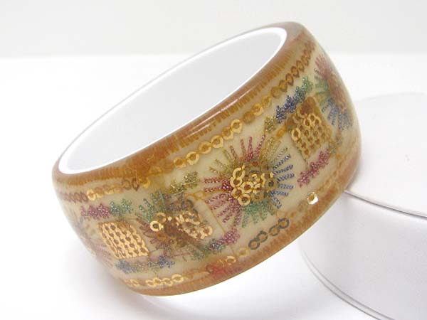 Sequins art deco inside glass acryl bangle