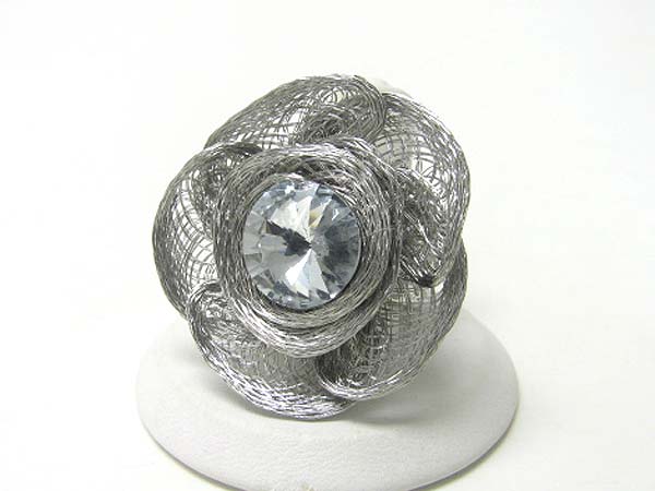 Metal wire art flower stretch ring