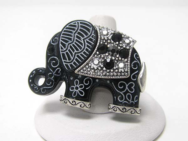 Crystal stud formica elephant stretch ring