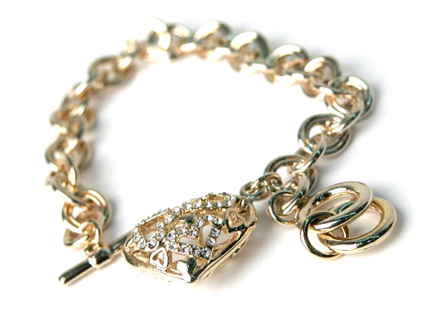 Crystal heart charm chain bracelet