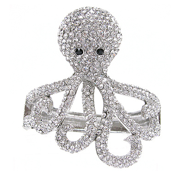 Crystal tall octopus metal hinge bangle