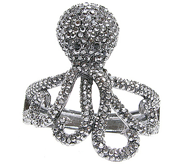 Crystal tall octopus metal hinge bangle