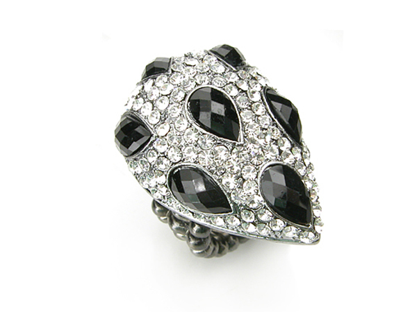 Crystal tear shape stretch ring