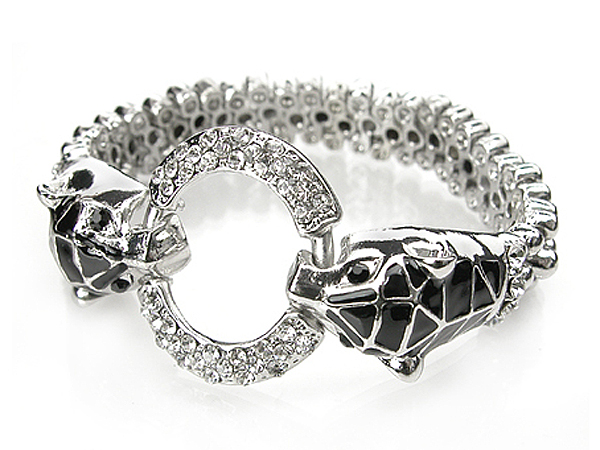 Crystal ring and leopard link stretch bracelet