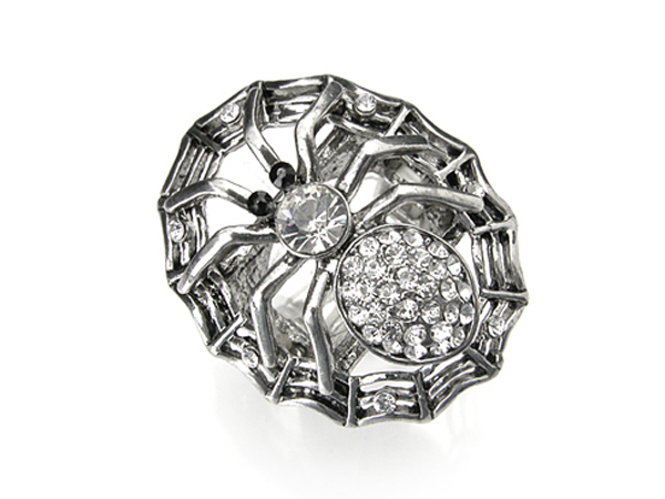 Crystal spider web stretch ring