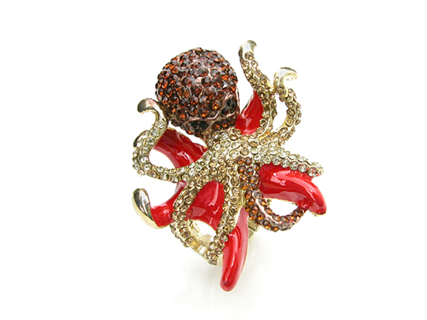 Crystal octopus stretch ring