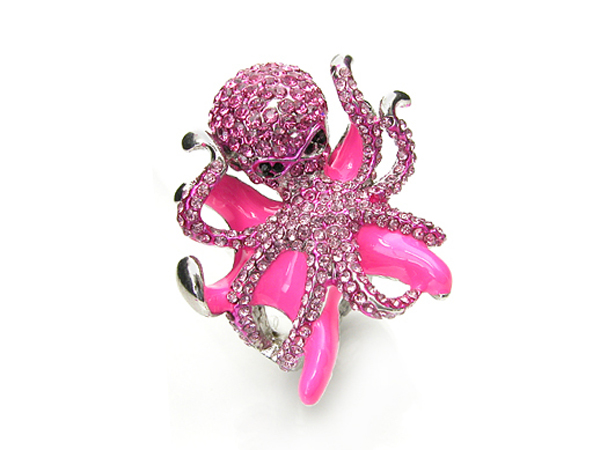 Crystal octopus stretch ring