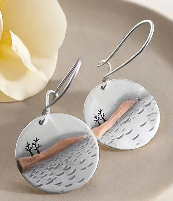 Tree and river landscape earring