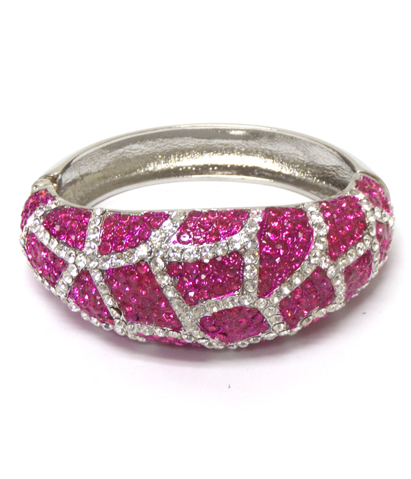 Crystal pave puffy bangle bracelet