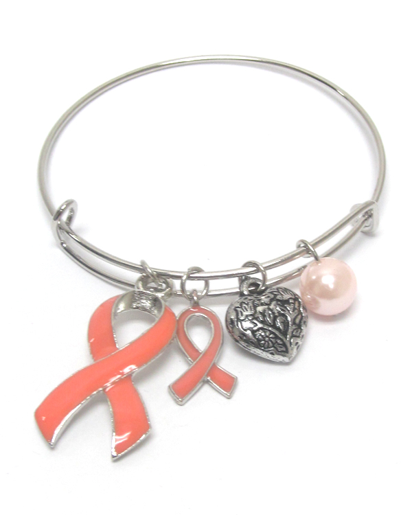 Pink ribbon charm bracelet