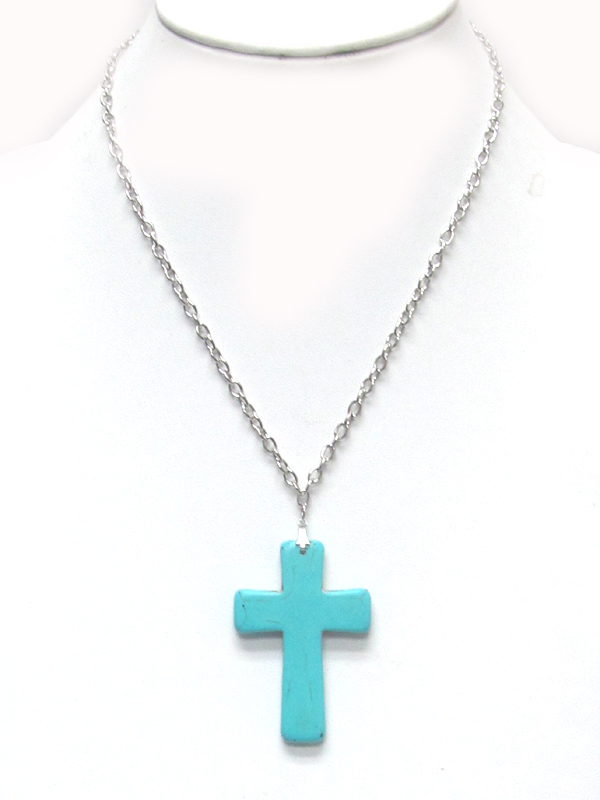 Turquoise cross pendant necklace