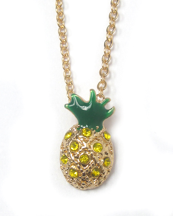 Crystal and epoxy pineapple pendant necklace