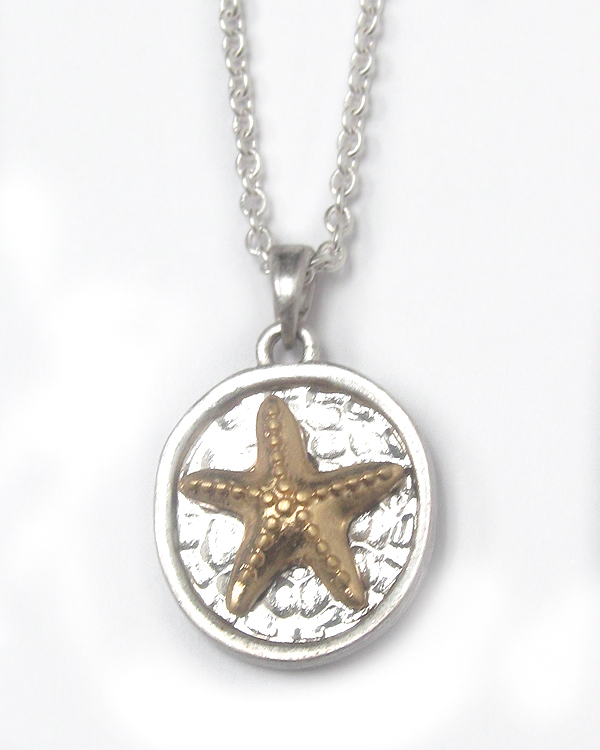 Two tone metal sealife theme necklace - starfish