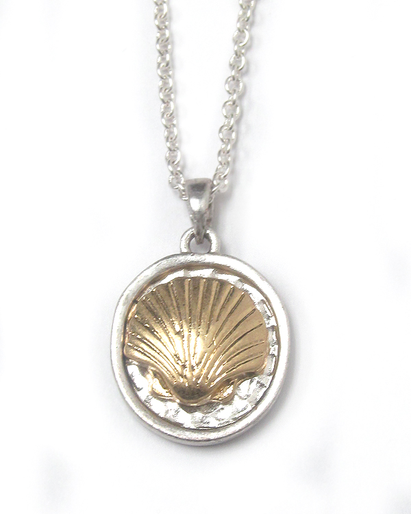 Two tone metal sealife theme necklace - shell