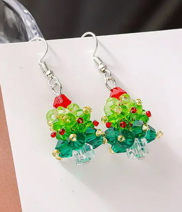 Beads christmas tree earring