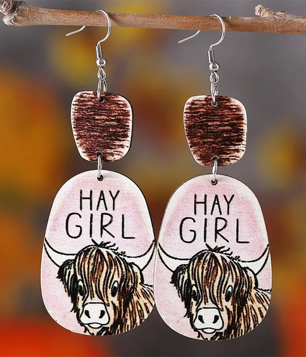 Cow earring - hay girl