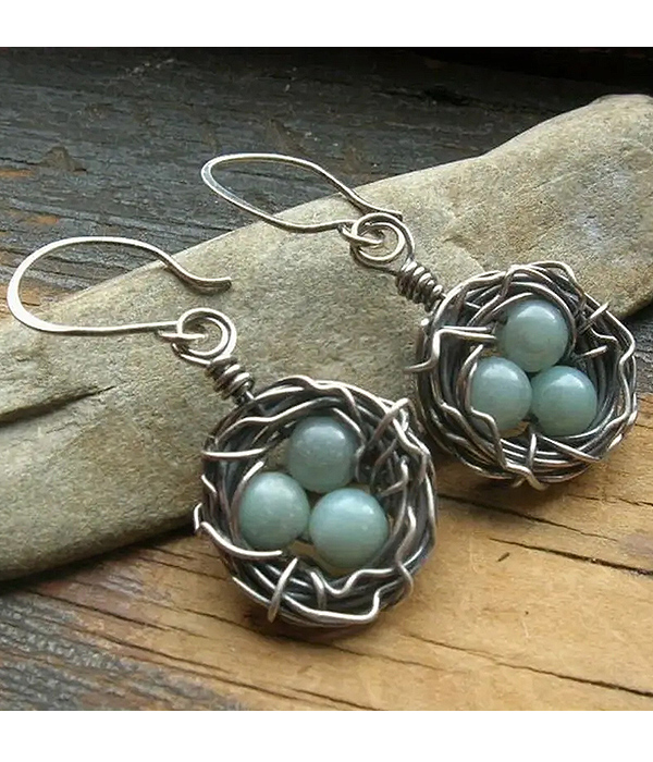 Vintage bird nest earring